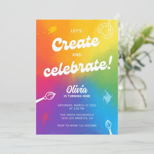 アーツカラフルクラフツ絞り染め絵を描ズテーマブデイ 招待状 (スタンド正面)