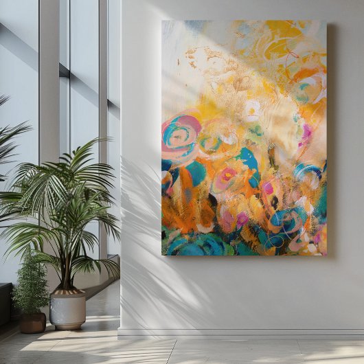 アーツカラフル素晴らしー抽象芸術絵を描箔金ゴールド キャンバスプリント