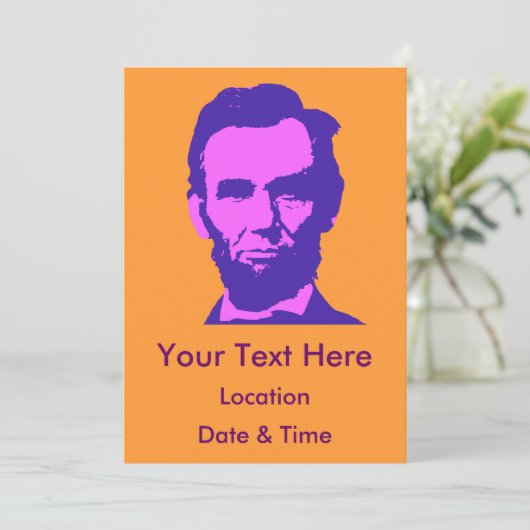 アーツピンク&パープルポップ・アートののエイブラハムリンカーン 招待状 (スタンド正面)