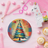アーツポップ・アートの幾何クリスマスツリーを正方形に ペーパープレート (パーティー)