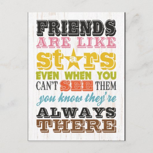 アーツ感動的ー – 友達は星のようなもの。 ポストカード (正面)