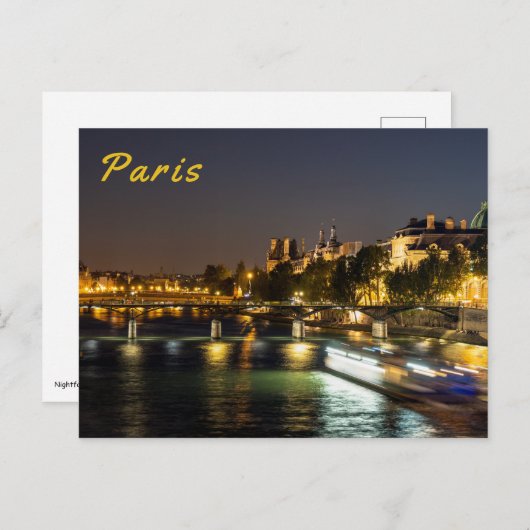 アーツ橋の夕暮れ - フランス, パリ ポストカード (正面/裏面)