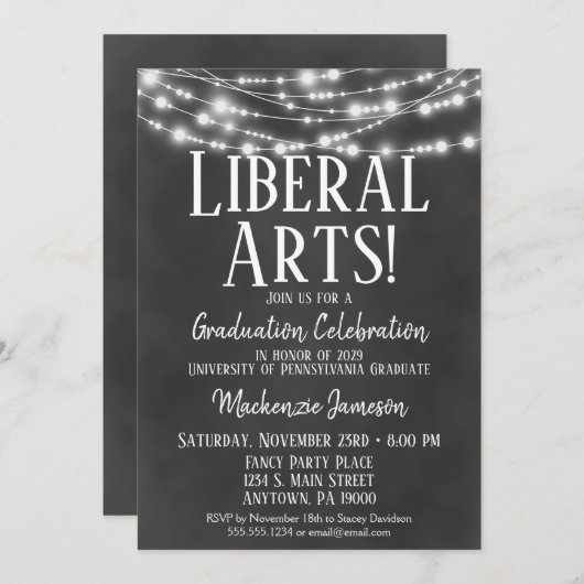 アーツ自由主義のー卒業パーティー招待状 招待状 (正面/裏面)