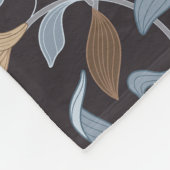 アーツ・アンド・クラフインスパイアト・ブルーと金ゴールド・フローラ フリースブランケット (角)