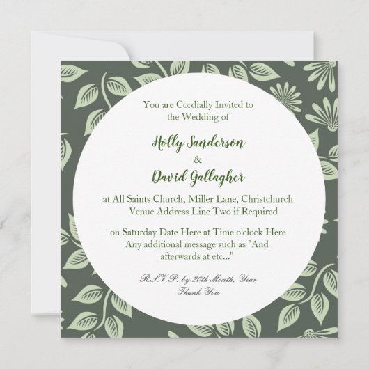 アーツ&クラフツスタイルデザイン結婚ズ 招待状 (裏面)