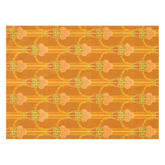 アーツ&クラフツスタイルピンクローズフローラルパターン テーブルクロス (正面(横))