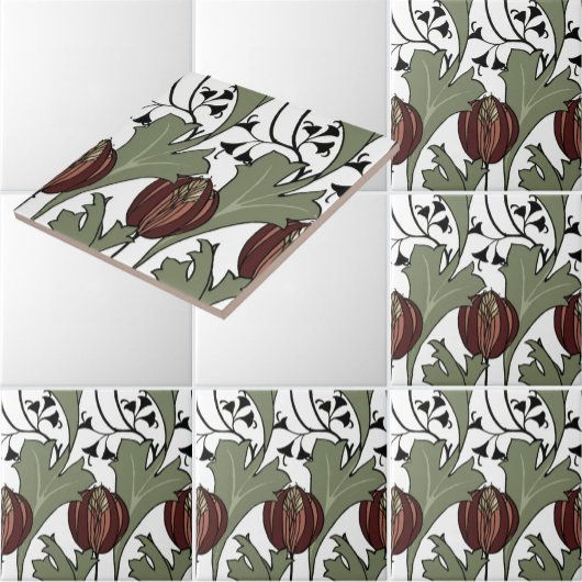 アーツ&クラフツスタイルペトワスフローラルパターン タイル