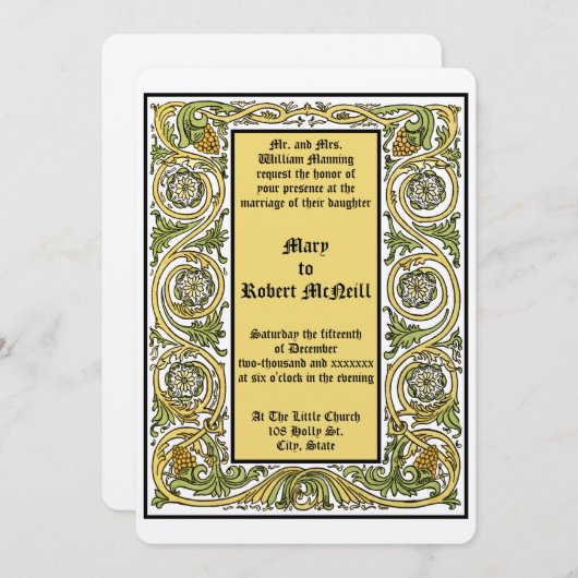 アーツ&クラフツスタイルロイクロフト結婚フローラ 招待状 (正面/裏面)