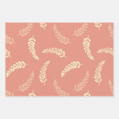 アーツ&クラフツスタイル装飾フラミンゴパターン(の模様が)ある ラッピングペーパーシート (正面2)