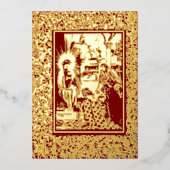 アーツ&クラフツスタイル1896クリスマス出生 箔シーズンカード (正面)