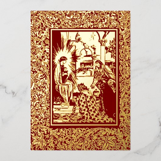 アーツ&クラフツスタイル1896クリスマス出生 箔シーズンカード (正面)