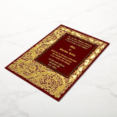 アーツ&クラフツスタイル1905フローラの葉結婚の数 箔招待状 (回転した状態)