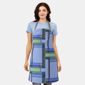 アーツ&クラフツブルージオメトリックエプロン エプロン (着用した状態)