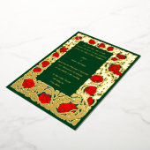 アーツ&クラフツロイクロフトバラ縁どつる植物結婚ズ 箔招待状 (回転した状態)