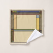 アーツ&クラフツ秋幾何学模様 バスタオルセット (ウォッシュタオル)