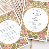 アーツ＆クラフツ ピンクのチューリップとハートのウェディング 招待状