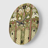 アーツ&クラフトステンドグラスインスパイアクロック! ラージ壁時計 (傾斜)