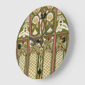 アーツ&クラフトステンドグラスインスパイアクロック! ラージ壁時計 (傾斜)