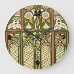 アーツ&クラフトステンドグラスインスパイアクロック！ ラージ壁時計