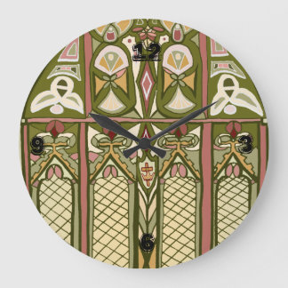 アーツ&クラフトステンドグラスインスパイアクロック！ ラージ壁時計