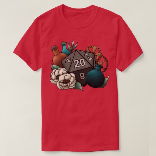 アーティサークラスD20卓上ゲームサイコロ Tシャツ (デザイン正面)