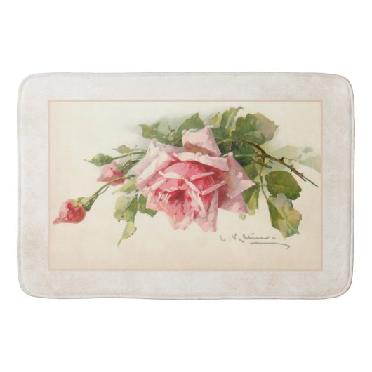 アーティザンの背景にロマンチックなピンクのバラ バスマット (正面)