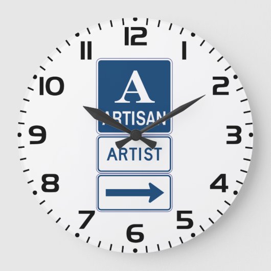 アーティザンアーティストスタジオサイン方向矢印 ラージ壁時計 (正面)
