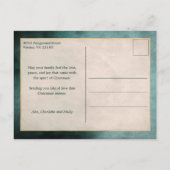 アーティザンエレガントグリーンと金ゴールドブラシストロークフォト シーズンポストカード (裏面)