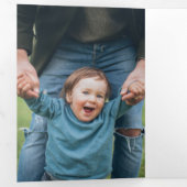 アーティザンエレガントグリーンと金ゴールドブラシストロークフォト 三つ折りカード (内部最初)