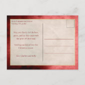 アーティザンエレガントレッドと金ゴールドブラシストロークフォト シーズンポストカード (裏面)