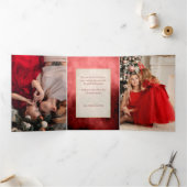 アーティザンエレガントレッドと金ゴールドブラシストロークフォト 三つ折りカード (内部)