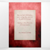 アーティザンエレガントレッドと金ゴールドブラシストロークフォト 三つ折りカード (内部中)