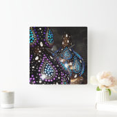 アーティザンクラフトグルドターキッシュランタンアクリルアート スクエア壁時計 (ホーム)