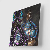 アーティザンクラフトグルドターキッシュランタンアクリルアート スクエア壁時計 (傾斜)