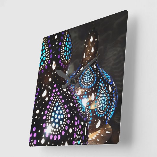 アーティザンクラフトグルドターキッシュランタンアクリルアート スクエア壁時計 (傾斜)