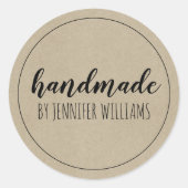アーティザンクラフトハンドメイドネームクラフト紙ルック ラウンドシール (正面)