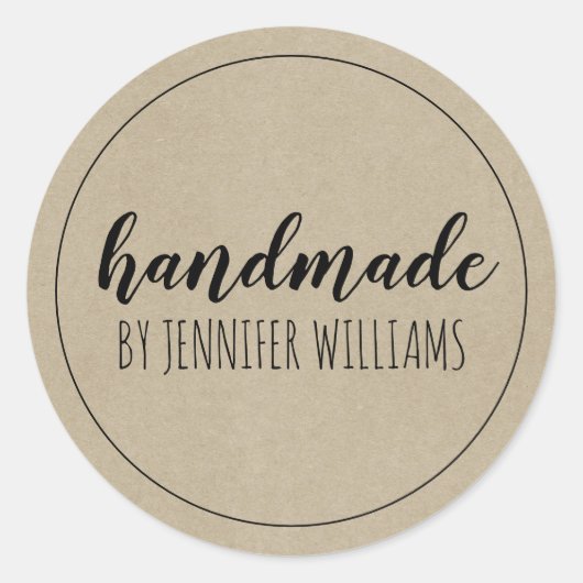 アーティザンクラフトハンドメイドネームクラフト紙ルック ラウンドシール (正面)