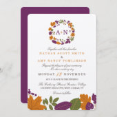 アーティザンクリーム秋リース結婚式招待状 招待状 (正面/裏面)