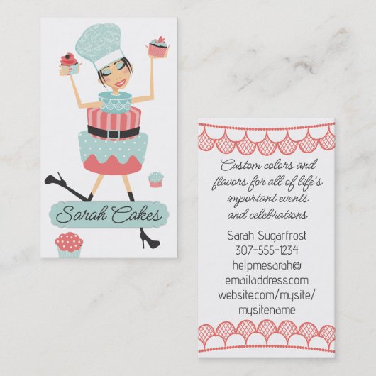 アーティザンケーキdivaカップケーキのベーカリーの名刺 名刺 (正面/裏面)