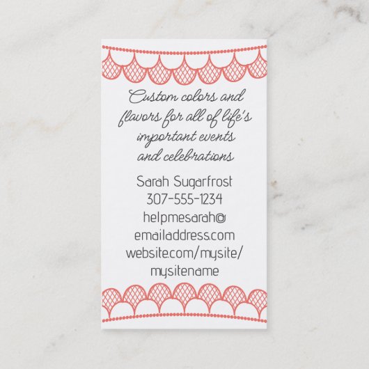 アーティザンケーキdivaカップケーキのベーカリーの名刺 名刺 (裏面)