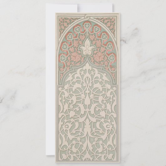 アーティザンコーラルとセージのイスラムレース結婚ズ 招待状 (裏面)