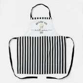 アーティザンシェフハットネーム白黒ストライプベーキング エプロン (正面)