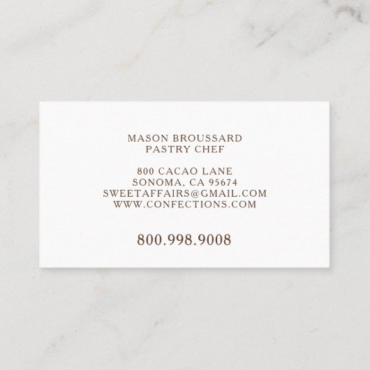 アーティザンチョコレート 名刺 (裏面)