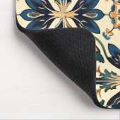 アーティザンブルーと金ゴールドフローラモチーフ マウスパッド (コーナー)