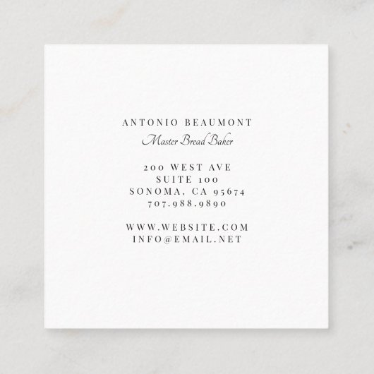 アーティザンブレッドベイカービジネスカード スクエア名刺 (裏面)