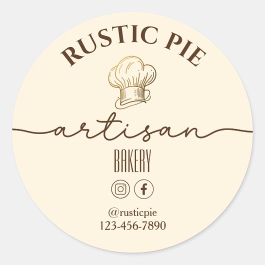 アーティザンホームベーカリー金ゴールドシェフハットオ淡い色のレンジ ラウンドシール (正面)