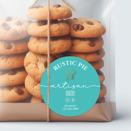 アーティザンホームベーカリー金ゴールドシェフハットシーグリーン ラウンドシール