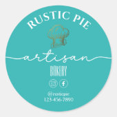 アーティザンホームベーカリー金ゴールドシェフハットシーグリーン ラウンドシール (正面)