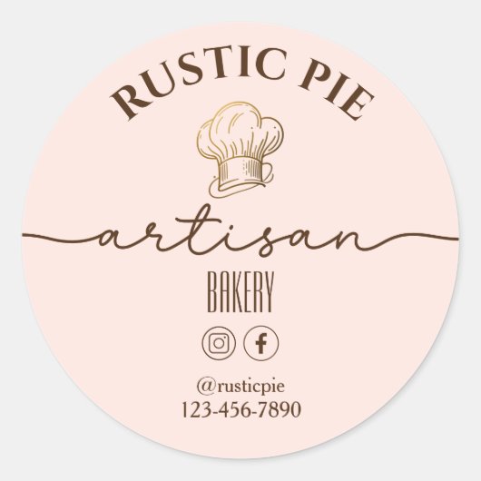 アーティザンホームベーカリー金ゴールドシェフハットピ淡い色のンク ラウンドシール (正面)