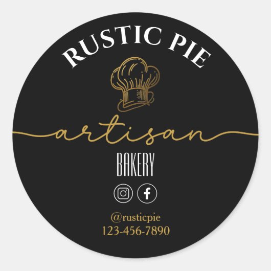 アーティザンホームベーカリー金ゴールドシェフハットブラック ラウンドシール (正面)